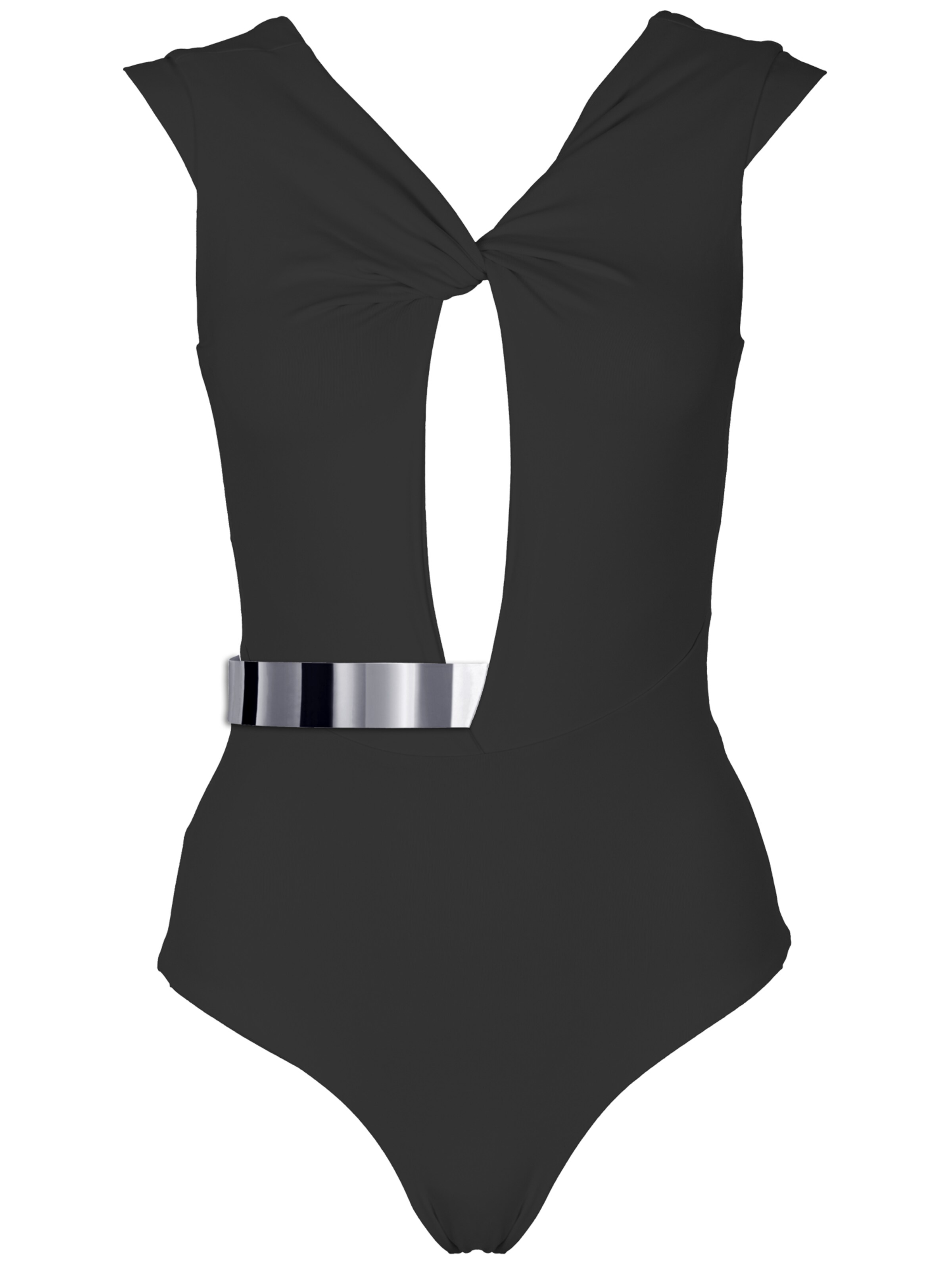 SEA ME SWIM High neck Badeanzug 'COTE D'AZUR Silver Edition'‌‌‌‌‌‌‌‌‌ in Schwarz: Vorderseite