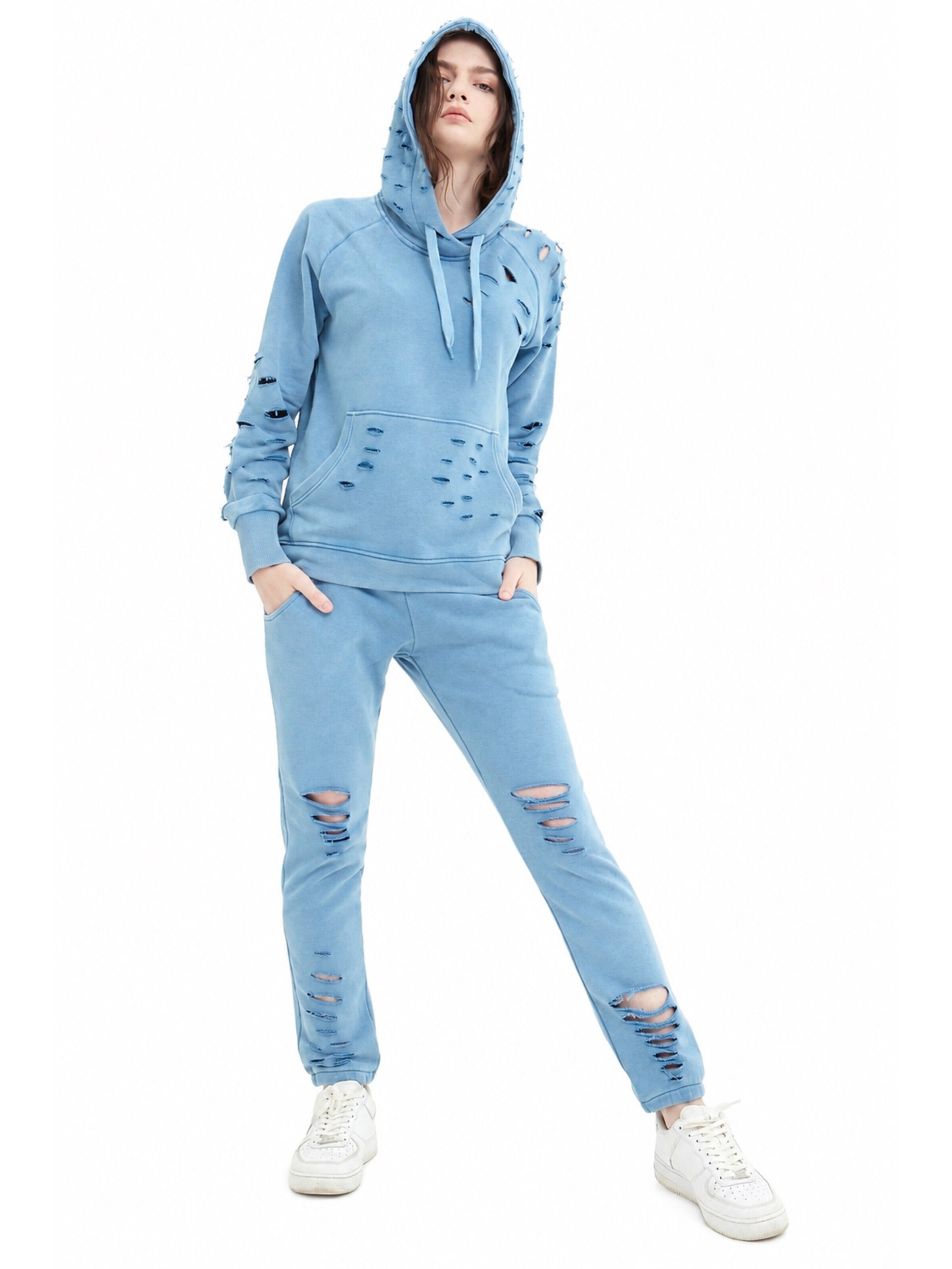 SCR. Sweatshirt 'NIRORA HOODIE' i blå