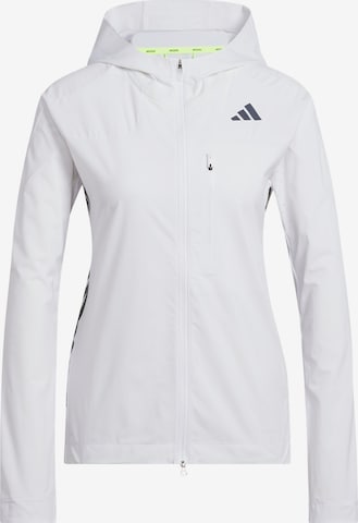 ADIDAS PERFORMANCE Weatherproof jacket 'Adizero Running' in White: front