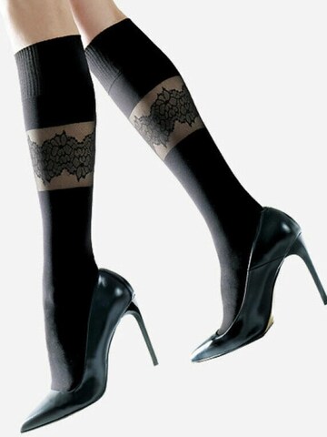Lycille Knee High Socks in Black: front