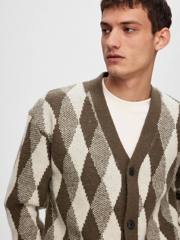 SELECTED HOMME Knit Cardigan in Brown
