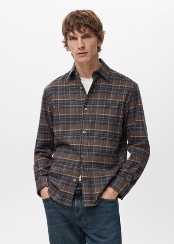 MANGO MAN Regular fit Button Up Shirt in Brown: front