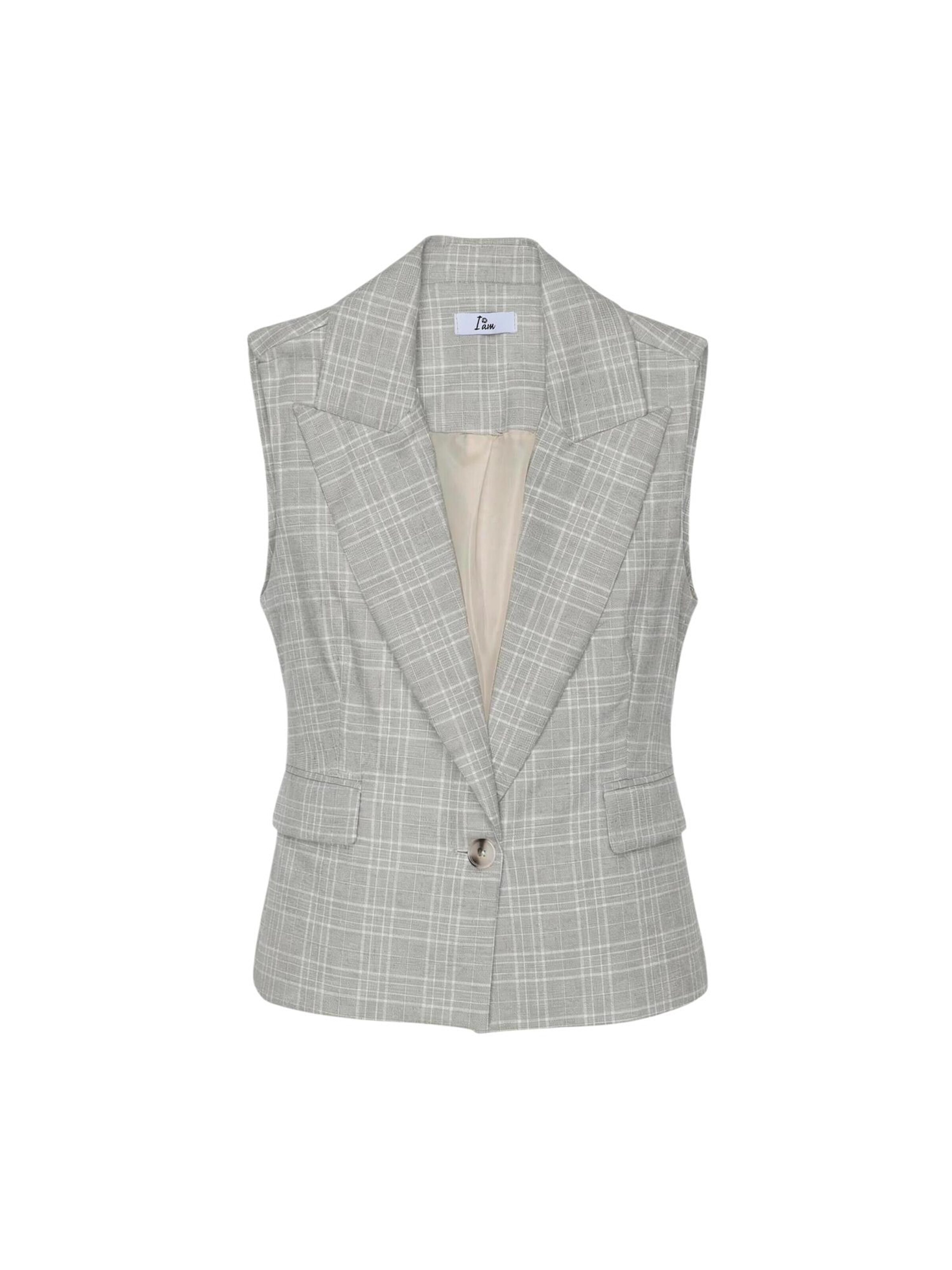 I AM Suit vest 'Gilet check  25993' in Grey