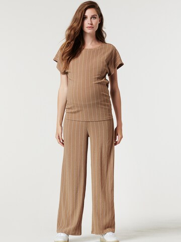 Supermom Wide leg Broek 'Stripe' in Bruin