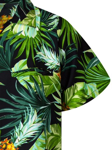 King Kameha Shirt 'Pineapple Leaves' in Black