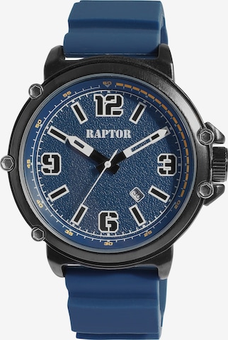 Raptor Analoguhr 'mit Silikonarmband und Datumsanzeige' in Blau: Vorderseite