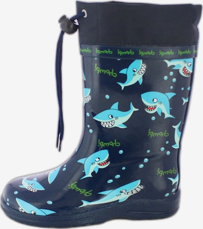 BECK Gummistiefel 'Sharks' in 21 in navy / türkis / himmelblau / grün, Produktansicht