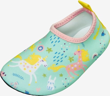 PLAYSHOES Rantakengät 'Einhorn' värissä vihreä: etupuoli