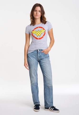 LOGOSHIRT T-Shirt 'Wonder Woman Circle Logo' in Grau