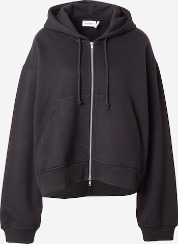 WEEKDAY Zip-Up Hoodie in Black: front