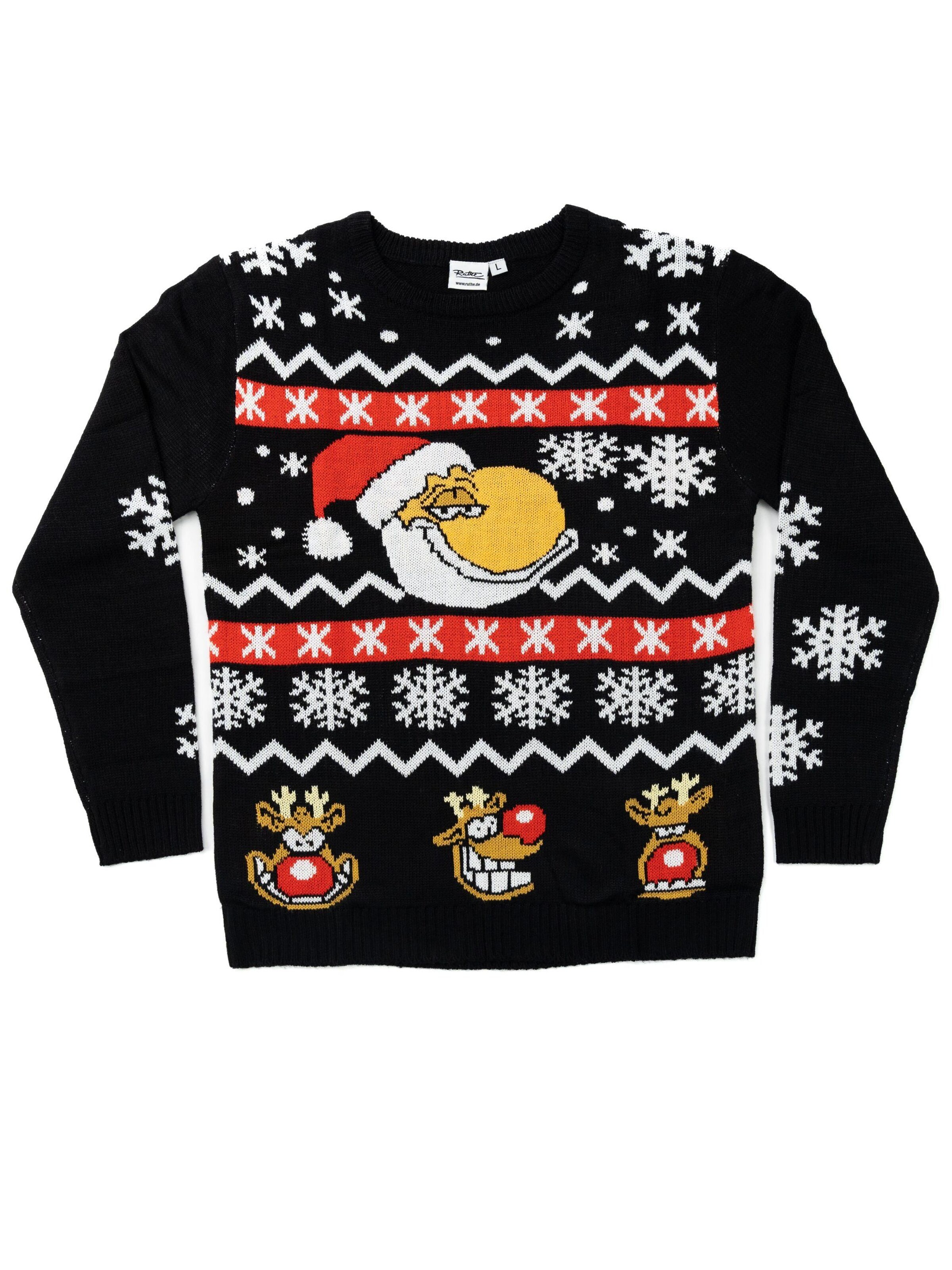 United Labels Pullover 'Weihnachtspullover Ralph Ruthe'‌‌ in Schwarz