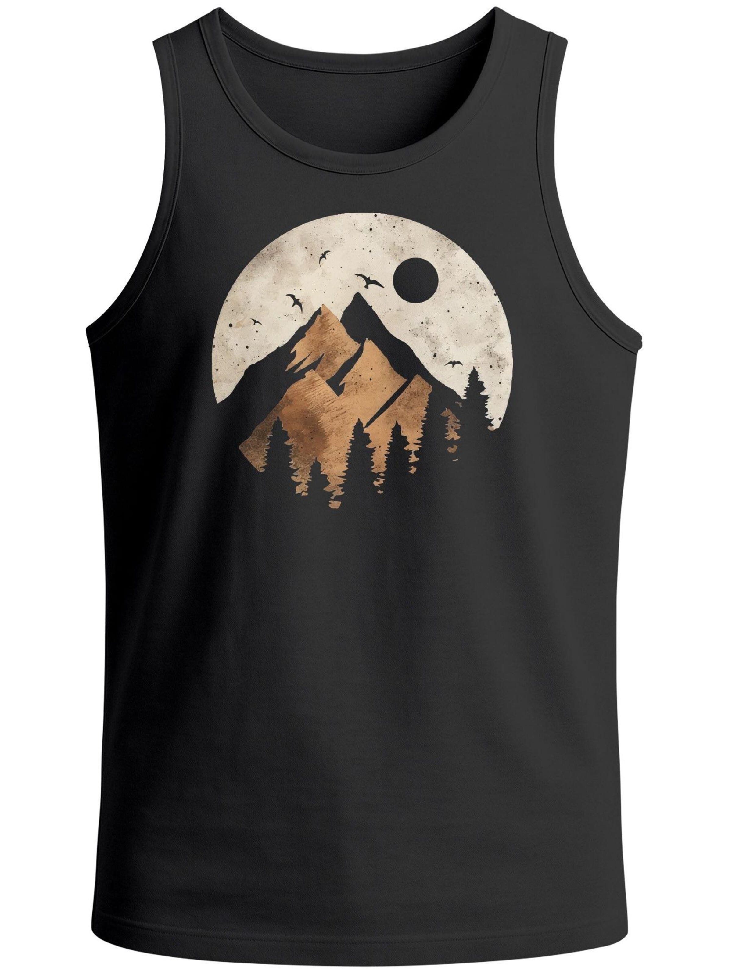 Neverless Shirt 'Mountain Scape' in Black: front