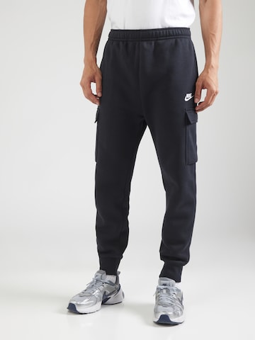 Nike Sportswear Конический (Tapered) Брюки-карго 'CLUB FLEECE' в Черный: спереди