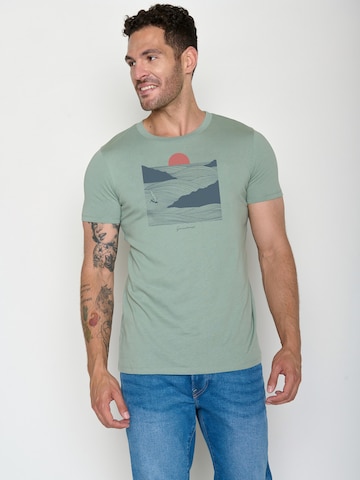 GREENBOMB T-Shirt 'Surf Cliff Guide' in Grün: Vorderseite
