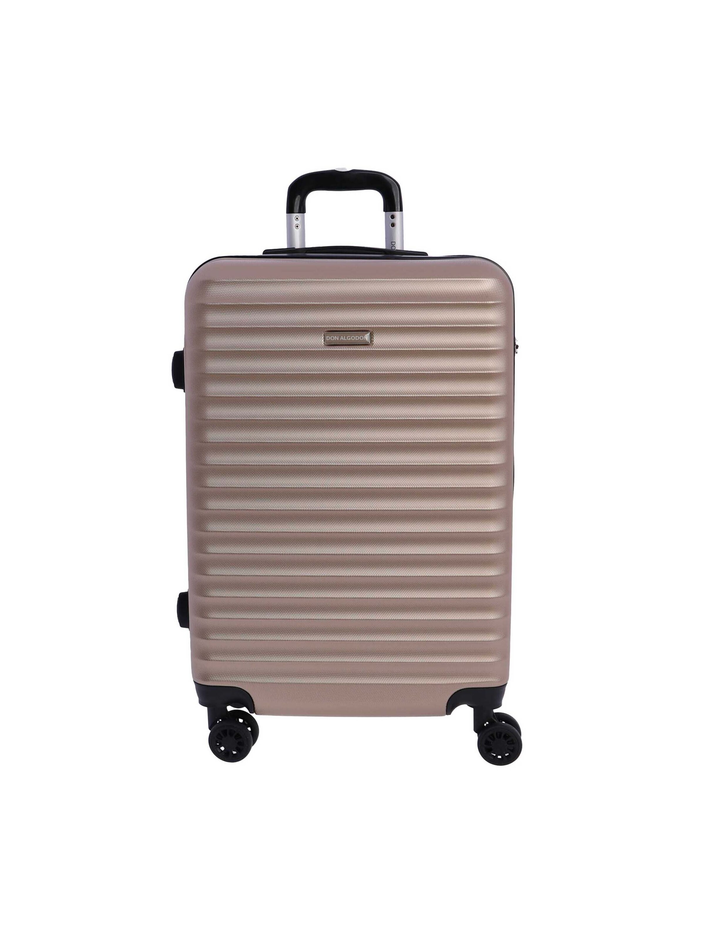 Don Algodon - Carrito 'DON ALGODON Maleta Mediana 23 kg | Maleta de Viaje Rígida con 4 Ruedas Dobles 360º, Candado TSA y Asa Telescópica | Equipaje Resistente al Agua para Viajes en Avión' en oro: frente