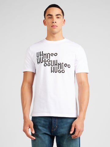 HUGO Majica 'Davalon' | bela barva: sprednja stran