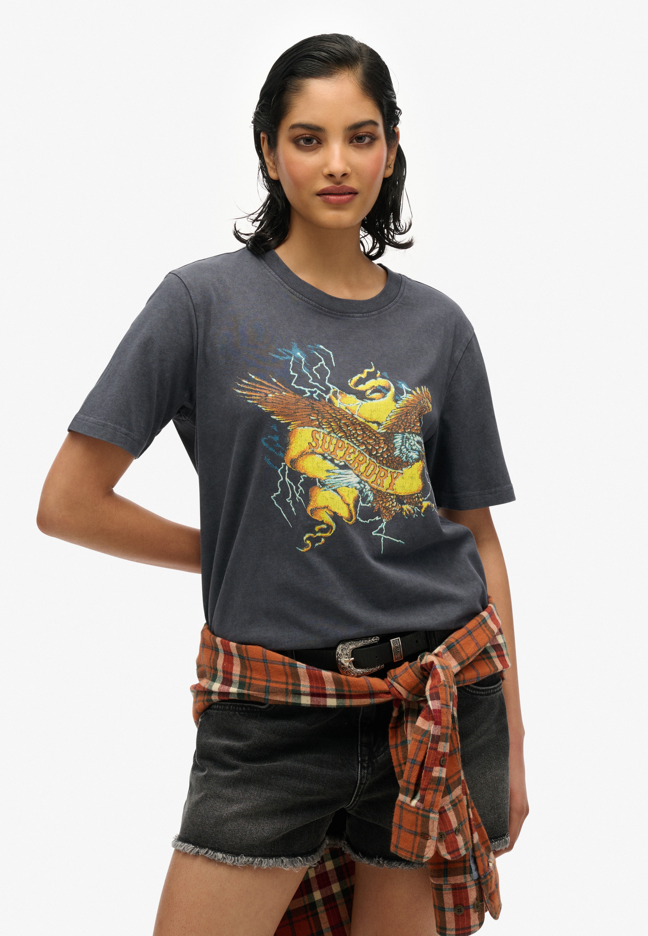 Superdry & Co Shirt 'Biker' in Zwart: voorkant