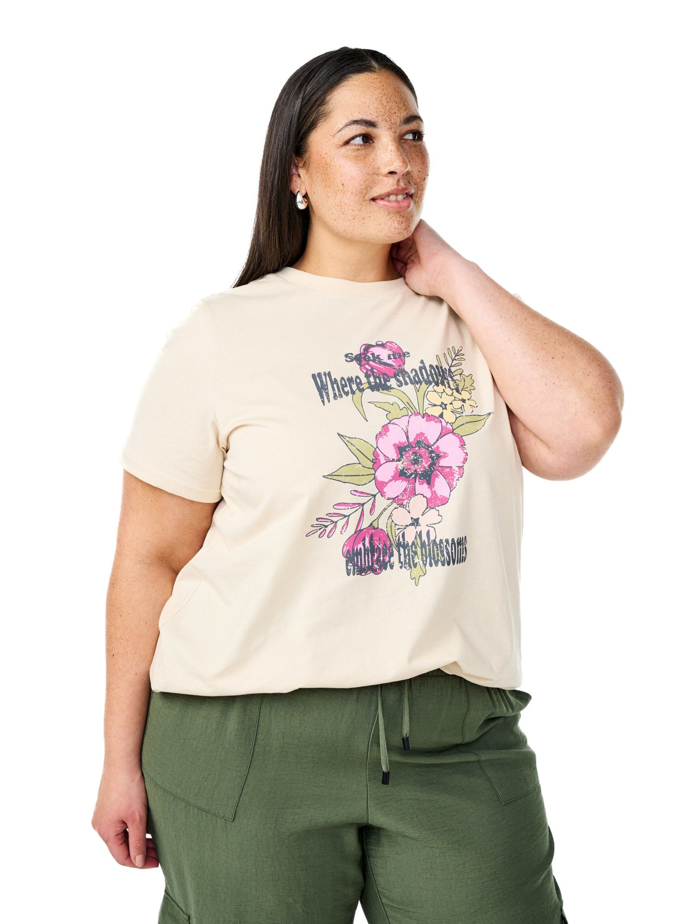 Zizzi Shirt 'VELIN' in Beige: Vorderseite