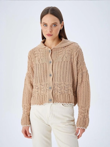 MixRay Knit Cardigan in Beige: front