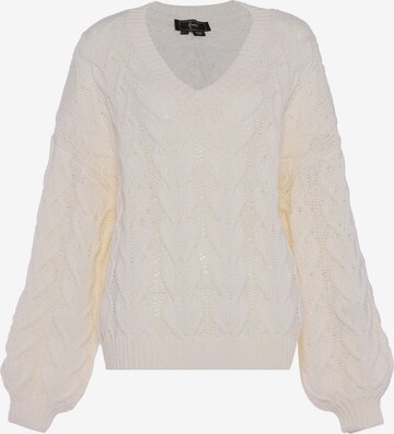 Pull-over faina en blanc : devant