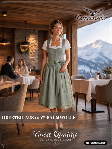 Falkenrieder Dirndl 'Damen Midi Trachtenkleid mit praktischer Rocktasche - Basel'‌‌‌‌‌‌‌‌‌ in Grün