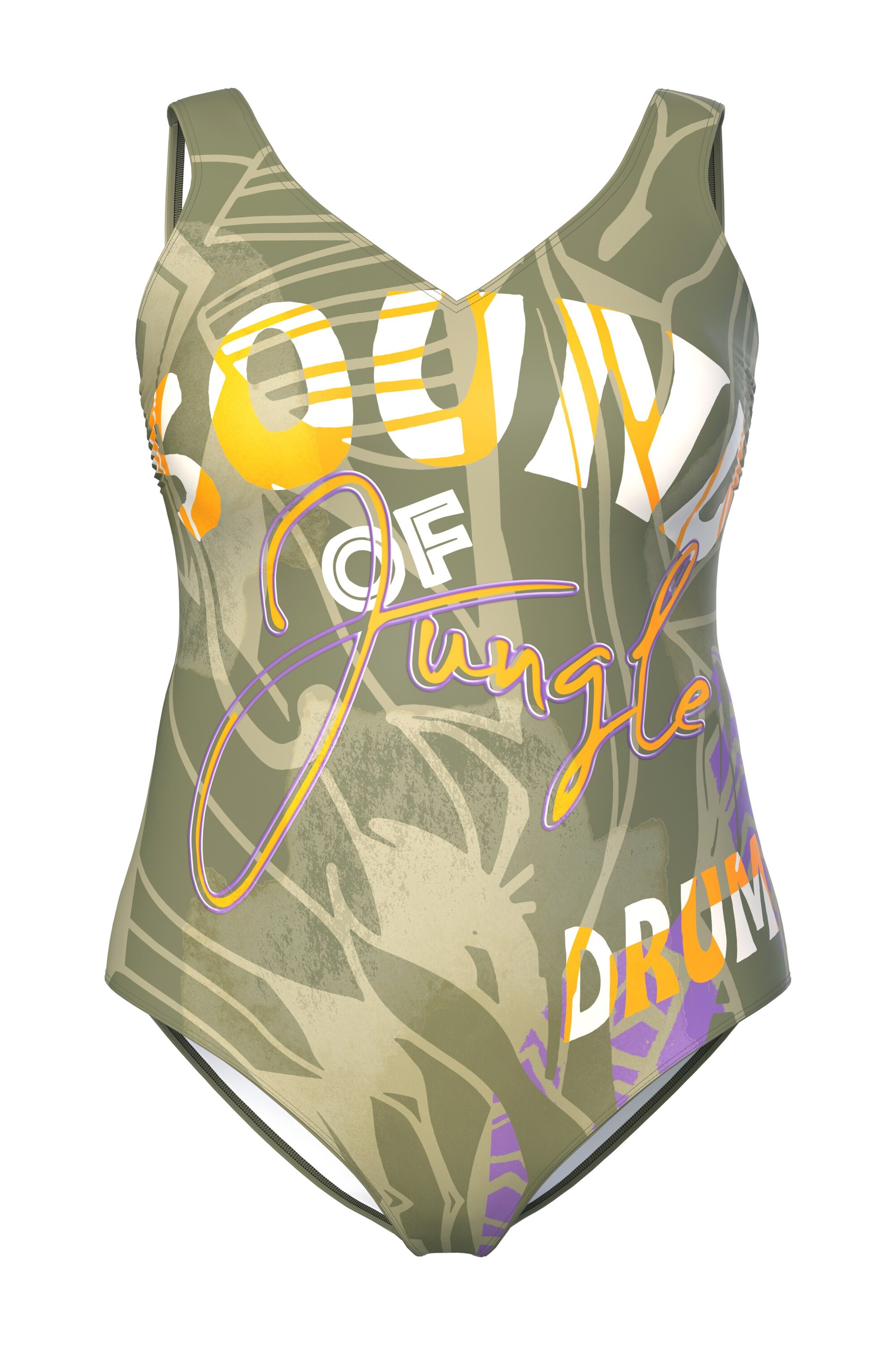 Ulla Popken Bandeau Swimsuit in Green: front