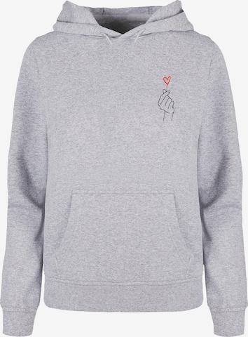 Merchcode Sweatshirt 'Heart' in Grey: front