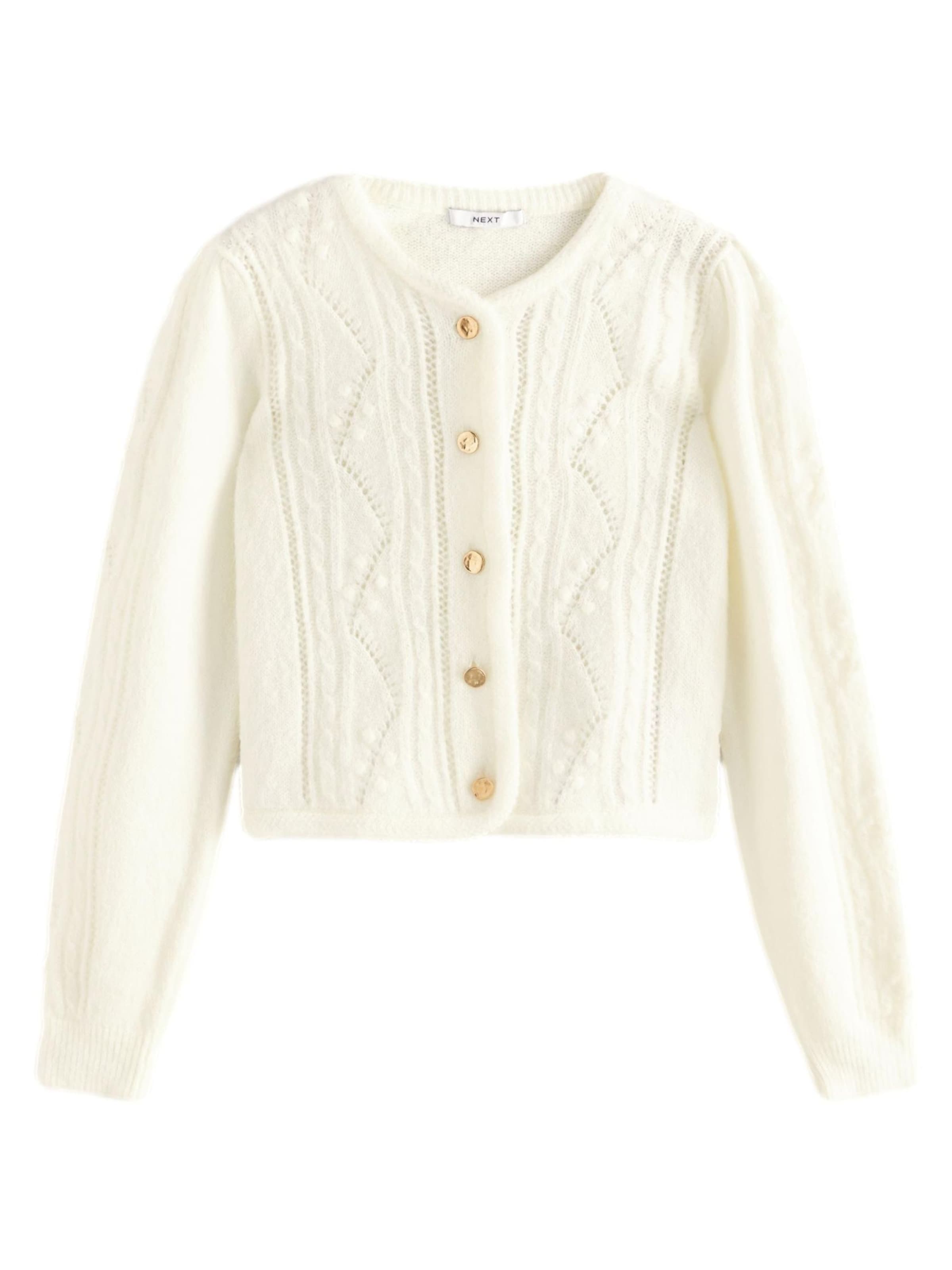 Next Πλεκτή ζακέτα σε λευκό: μπροστά