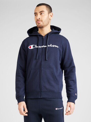 Champion Authentic Athletic Apparel Zip-Up Hoodie in Blue: front