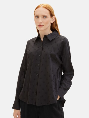 TOM TAILOR DENIM Bluse in Schwarz: predná strana