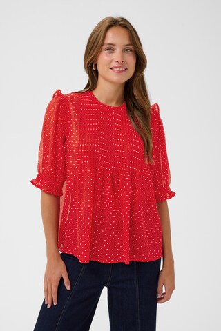 SAINT TROPEZ - Blusa 'Sabatina' em vermelho: frente