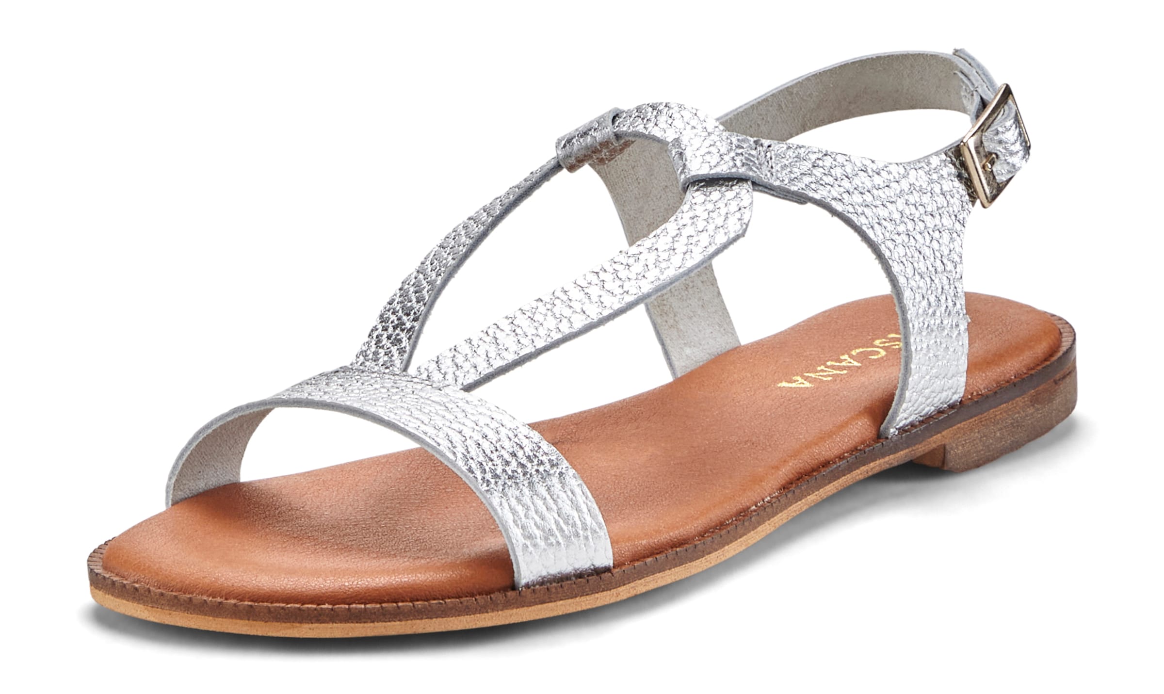 LASCANA Strap Sandals in Silver: front