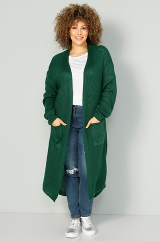 MIAMODA Knit Cardigan in Green: front