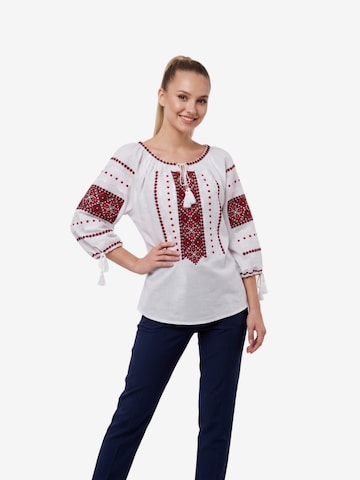 Rody’s foreverDirndl bluza 'Damenbluse IL26 weiß/rot , marimea 3XL' - bijela boja: prednji dio
