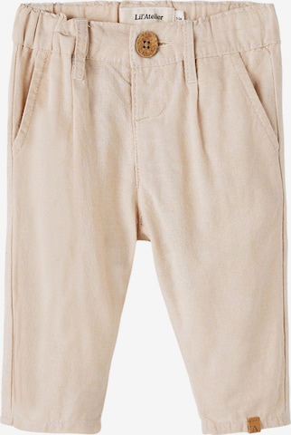 Lil ' Atelier Kids Regular Pants 'Habba' in Beige: front