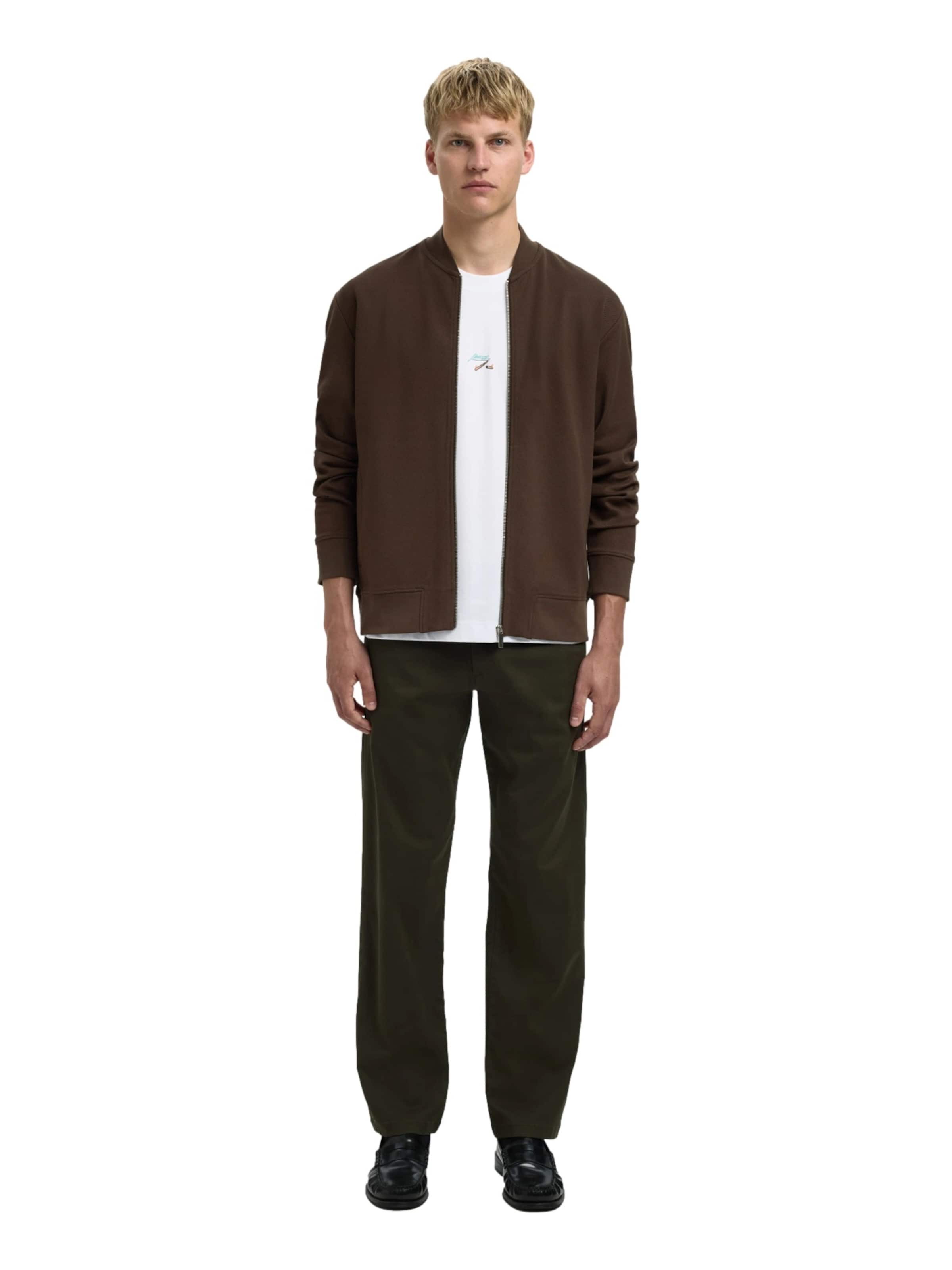 SELECTED Sweatjacka 'SLHMack' i brun