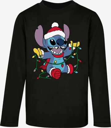 ABSOLUTE CULT Shirt 'Lilo And Stitch - Christmas Lights' in Zwart: voorkant