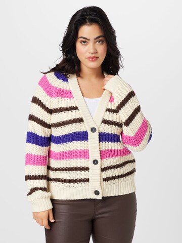 Cardigan 'Charlie' Noisy May Curve en beige : devant