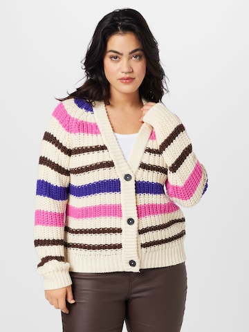 Noisy May Curve Knit Cardigan 'Charlie' in Beige: front