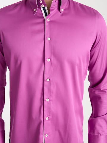 Slim fit Camicia business 'Roma Iconic Satin Man Shirt White' di 7Camicie in lilla