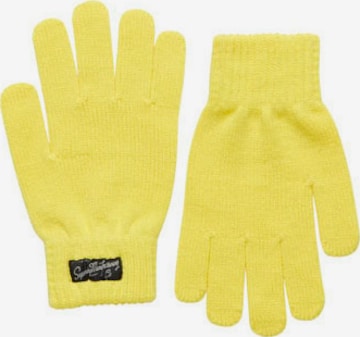 Superdry Full Finger Gloves 'Essential' in Yellow: front