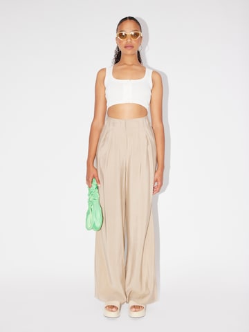 LeGer by Lena Gercke Wide leg Pleat-Front Pants 'Chadia' in Beige