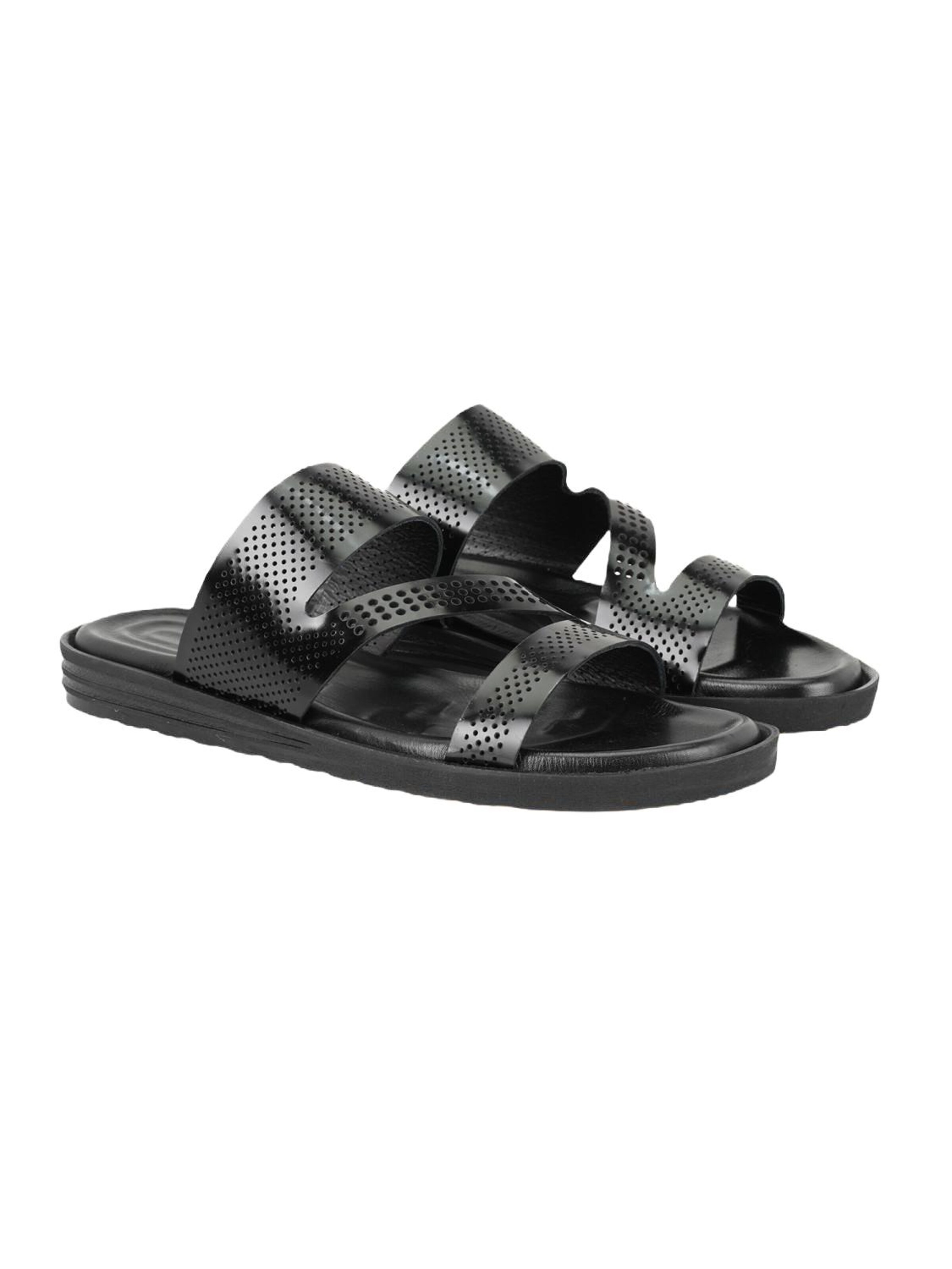 Desa Slippers 'Sandalen' in Black: front