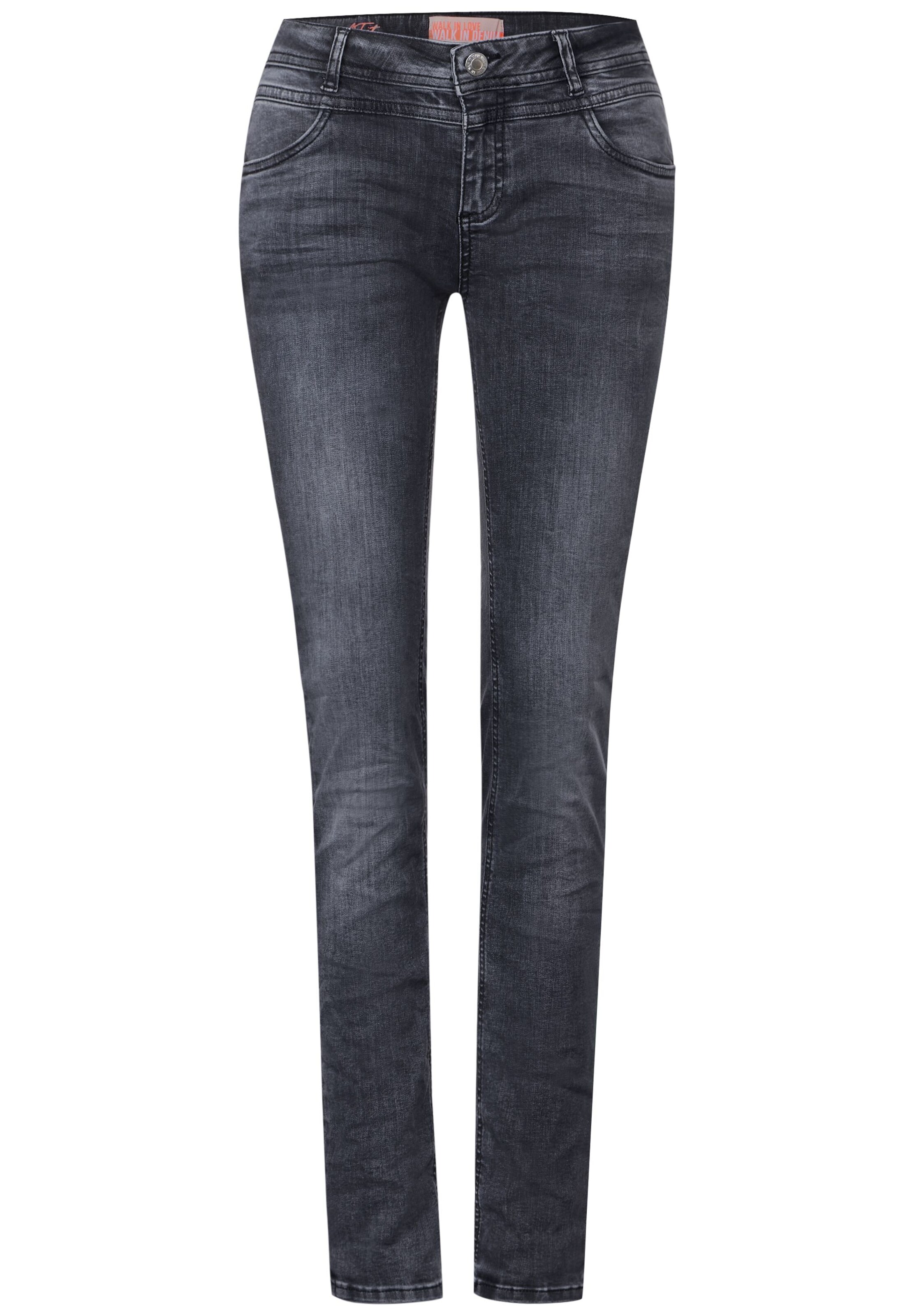 STREET ONE Slimfit Jeans in Grijs: voorkant