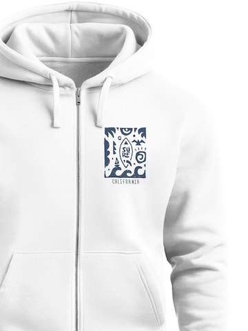 Neverless Zip-Up Hoodie 'Surf California' in White