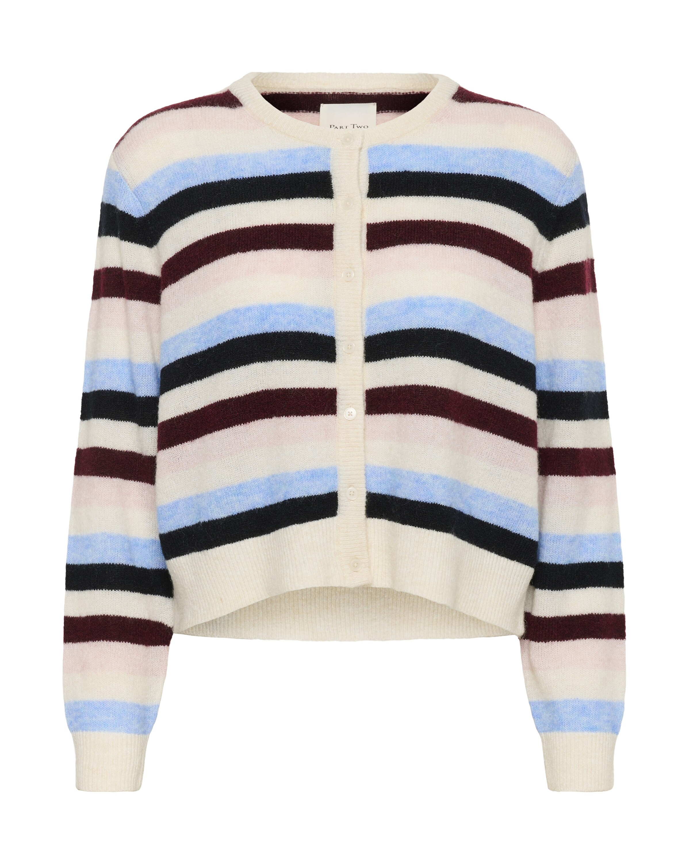 Part Two Cardigan 'Linika' i lyseblå / lysegul / bordeaux / sort, Produktvisning