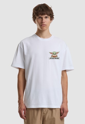 Merchcode T-Shirt 'Mandalorian Anime' in Weiß: Vorderseite