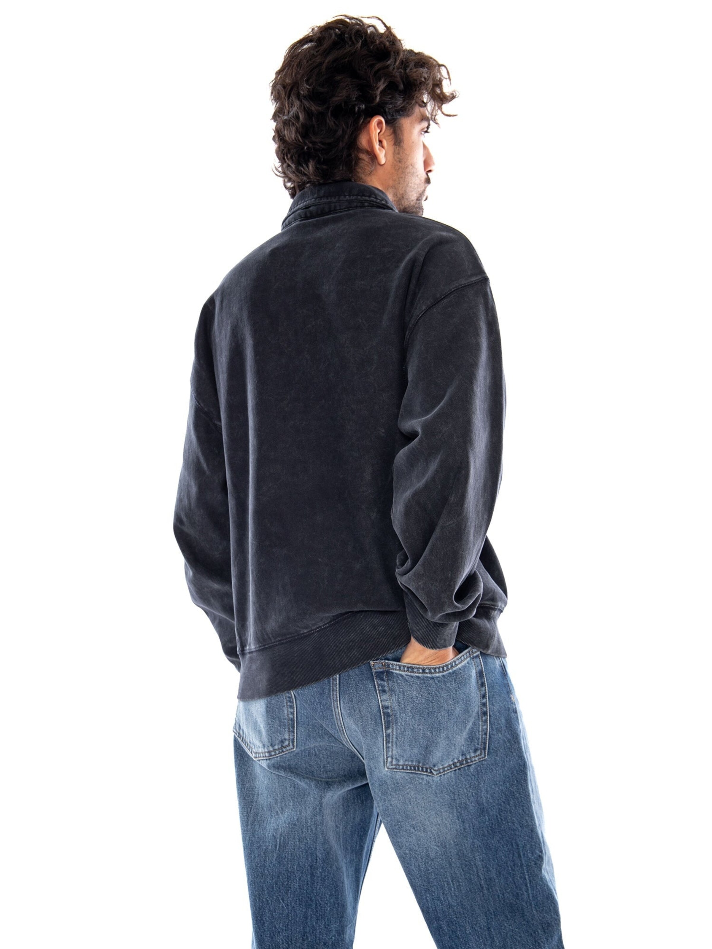 Felpa 'LAMBERT POLO SWEAT BLACK MOON WASH' di Carhartt WIP in grigio