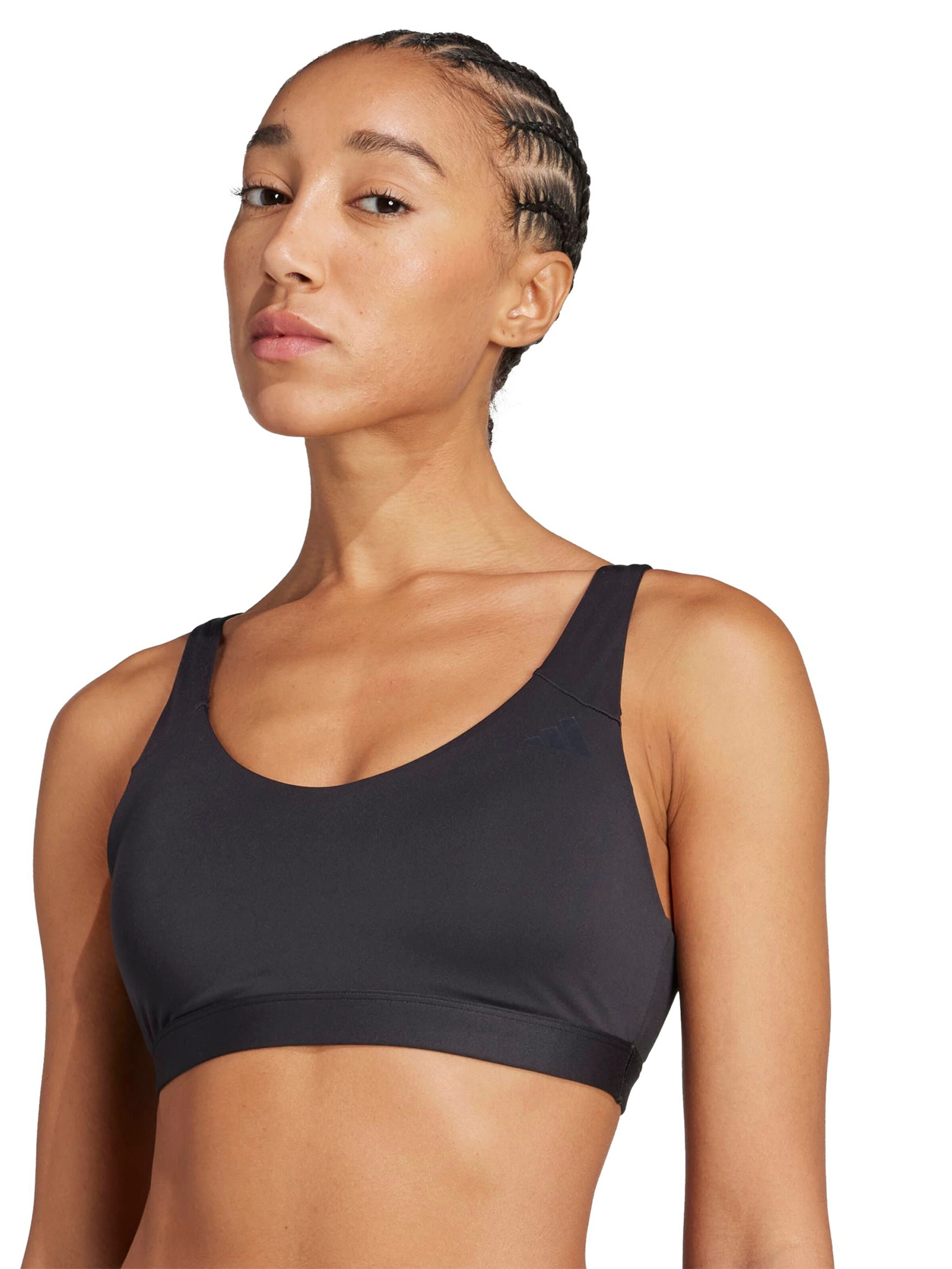 ADIDAS PERFORMANCE Õlapaelteta topp Spordirinnahoidja 'All Me Ess', värv must: eest vaates