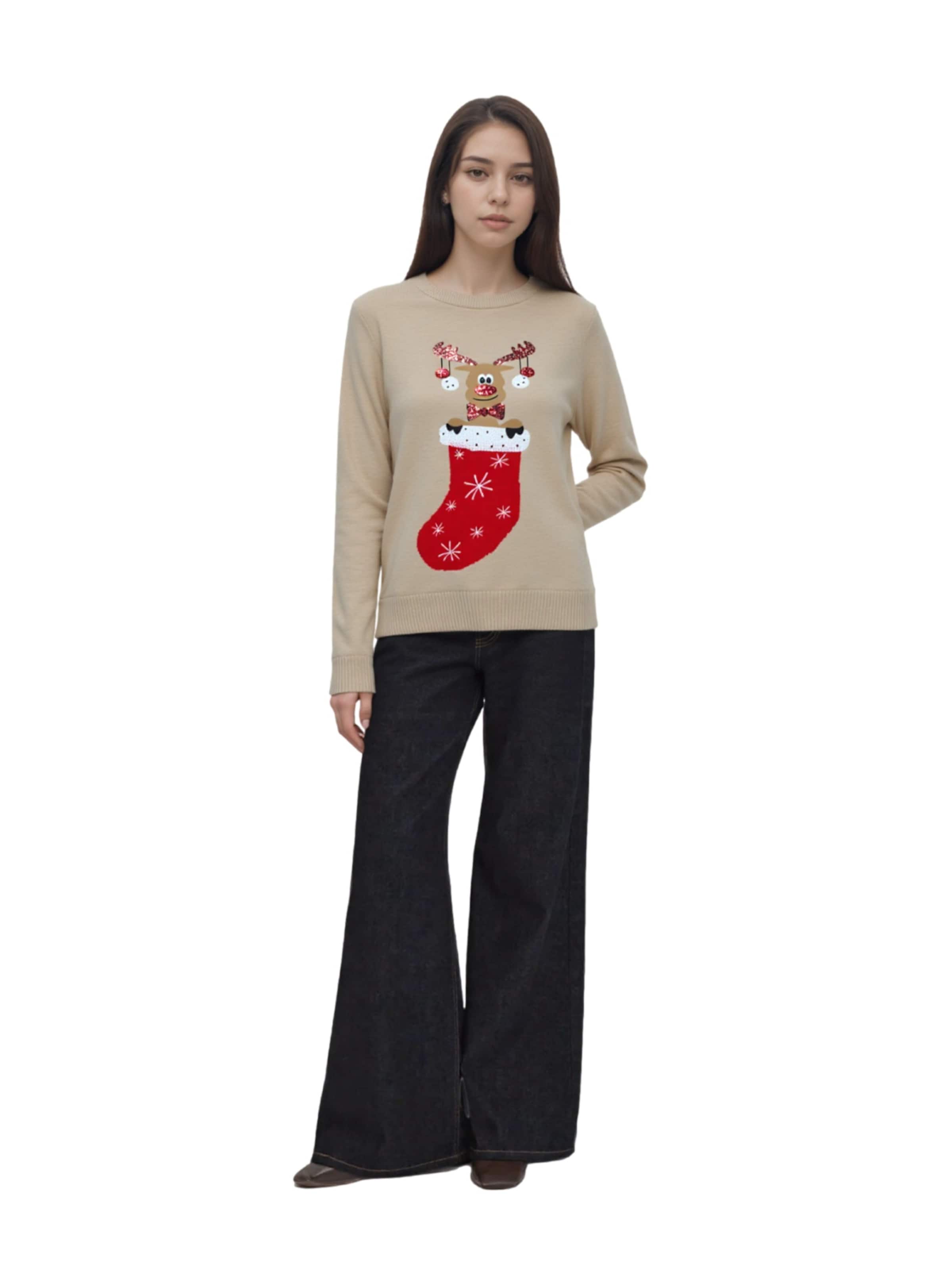 ONLY Sweater 'Xmas Shine' in Beige